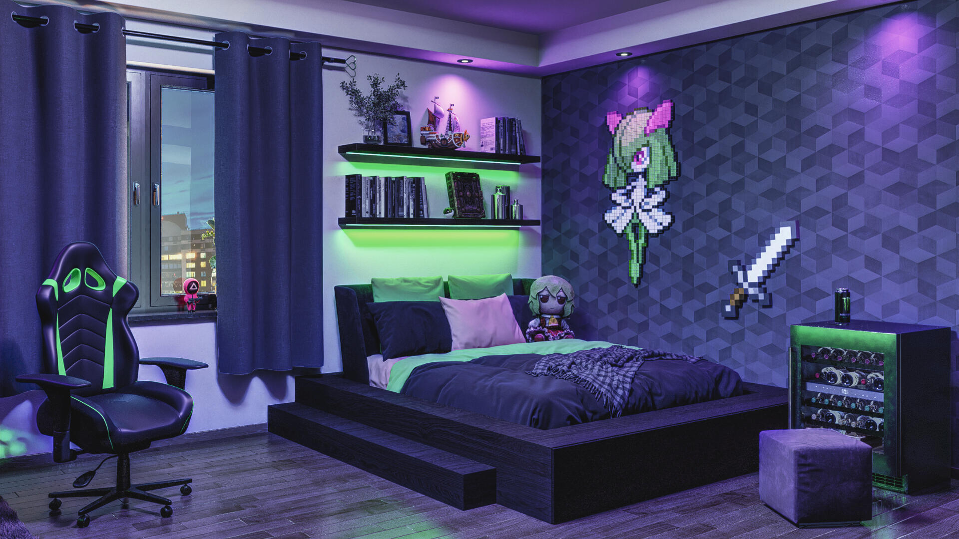 Gaming Room BG (Bed Green)